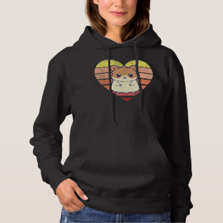 Niedlich Hamster Design Retro Herzform Vintag Hoodie