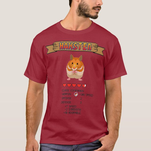 Niedlich Hamster Gerbil Retro 8-Bit Video Game T-Shirt (Vorderseite)