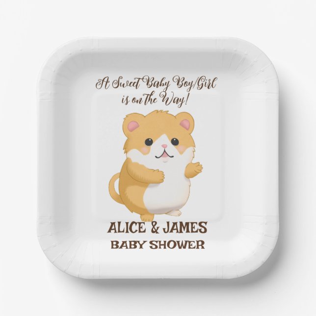 Niedlich Hamster-Kinderdusche Pappteller (Vorderseite)