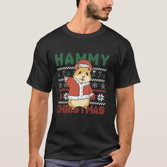 Niedlich Hamster Ugly Christmas Sweater Hammy Chri T-Shirt (Vorderseite)
