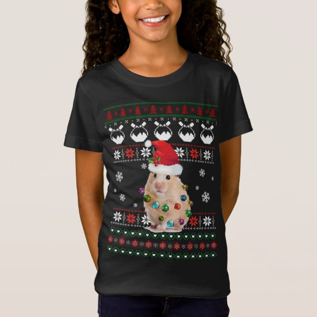 Niedlich Hamster Ugly Sweater Christmas Light Paja T-Shirt (Vorderseite)