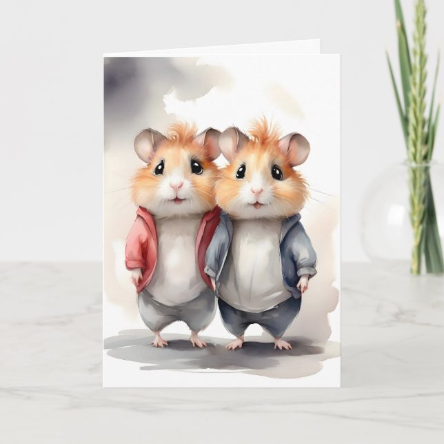 Niedlich Hamsters Jackets Best Pals Friends Portra Karte (Vorderseite)