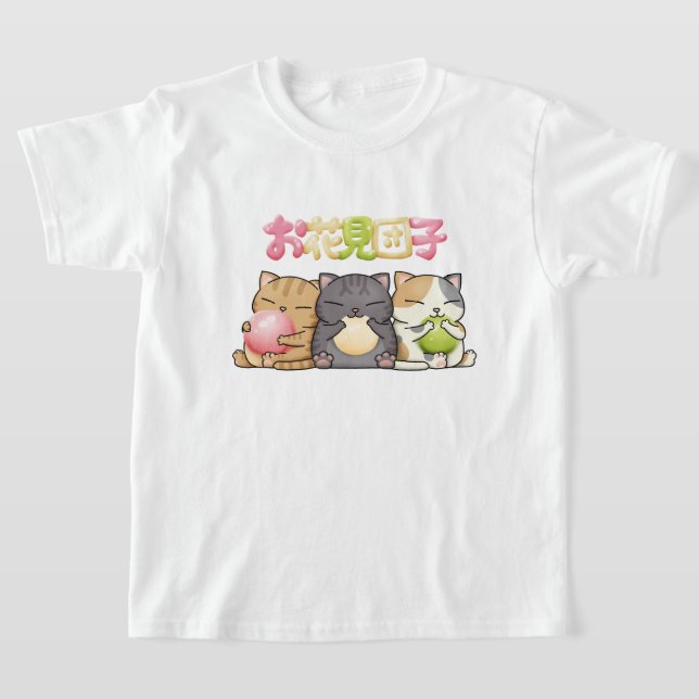 Niedlich Hanami Dango Cat Trio T-Shirt (Ablage )