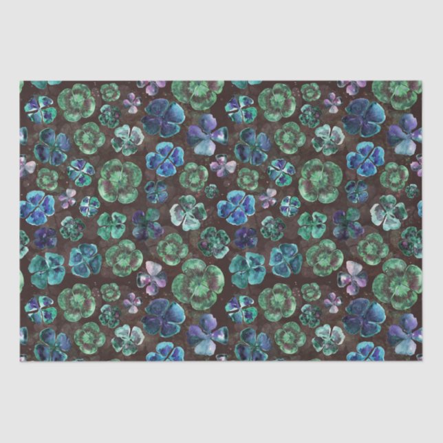 Niedlich handgezogene Wasserfarbe Lucky Grüne Klee Seidenpapier (Vorderseite)