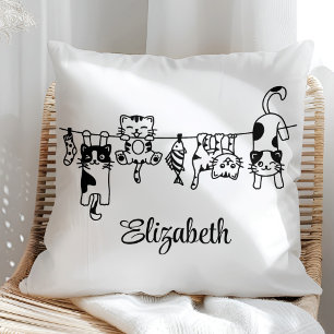 Niedlich Hanging Kittens Individuelle Name Kissen
