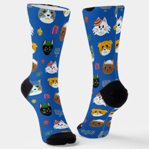 Niedlich Hannukah Cat Gemustert Socken