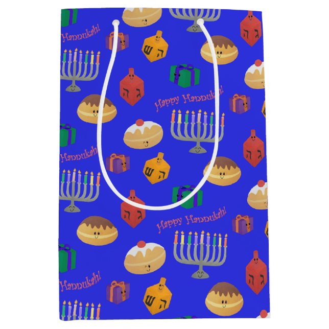 Niedlich Hannukah Gemustert Mittlere Geschenktüte (Vorderseite)