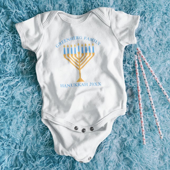 Niedlich Hanukkah Menorah Familie Wiedersehen Pers Baby Strampler (Von Creator hochgeladen)