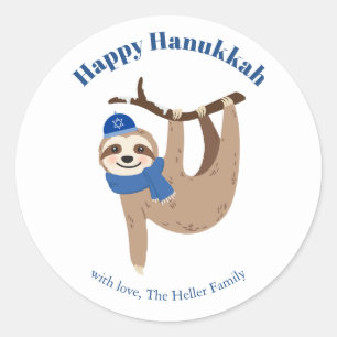 Niedlich Hanukkah Sloth Runder Aufkleber