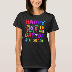Niedlich Happy 100 th Day of 4th Grade Retro 100 D T-Shirt
