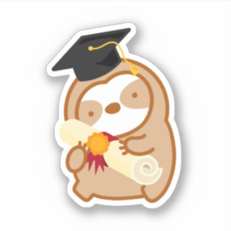 Niedlich Happy Abschluss Sloth Aufkleber