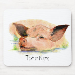 Niedlich Happy as a Pig in Mud, Farm Animal, Spaß Mousepad