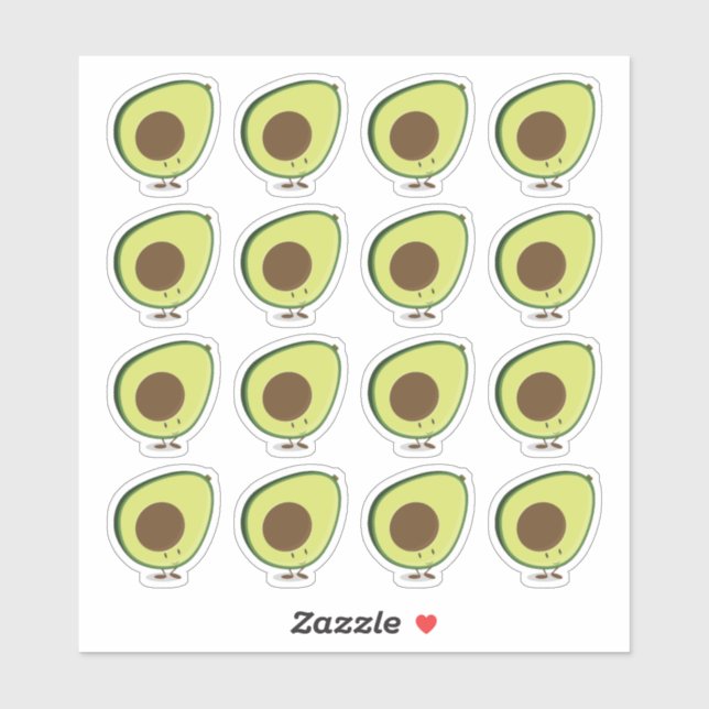 Niedlich Happy Avocado Sticker (Blatt)