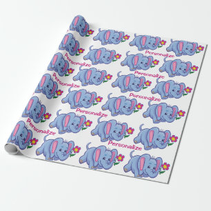 Niedlich & Happy Baby Elephant Cartoon Personalisi Geschenkpapier