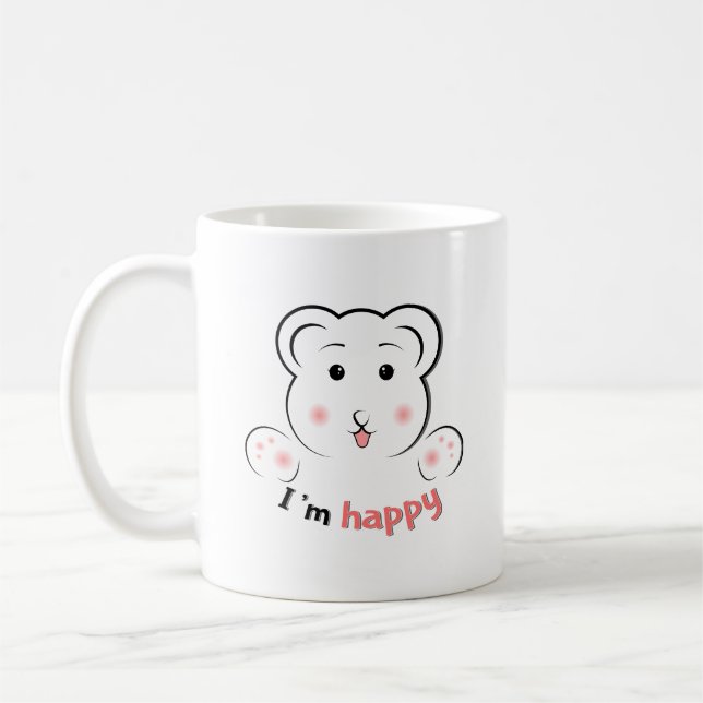 Niedlich Happy Bären Face Tasse - Minimalistisch L (Links)