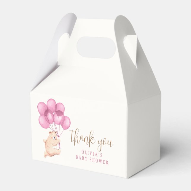 Niedlich Happy Bear Pink Balloon Babydusche Geschenkschachtel (Vorderseite)