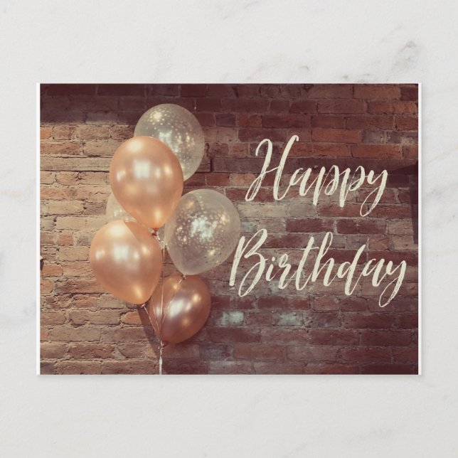 Niedlich Happy Birthday Balloon Postcard Einladungspostkarte (Vorderseite)