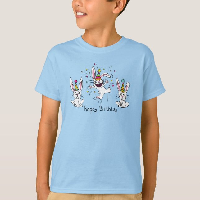 Niedlich Happy Birthday Bunny Rabbits Kinder T-Shirt (Vorderseite)