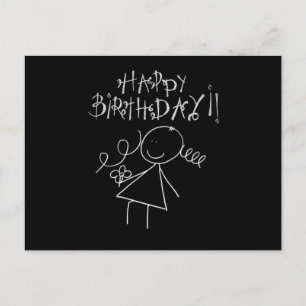 Niedlich Happy Birthday Card, Schwarz mit weißer G Postkarte