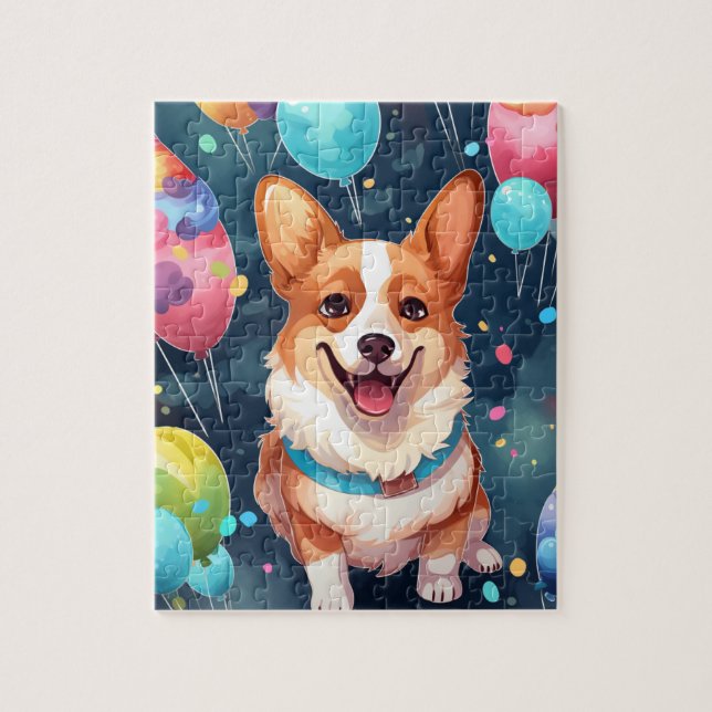 Niedlich Happy Birthday Corgi Dog Puzzle (Vertikal)