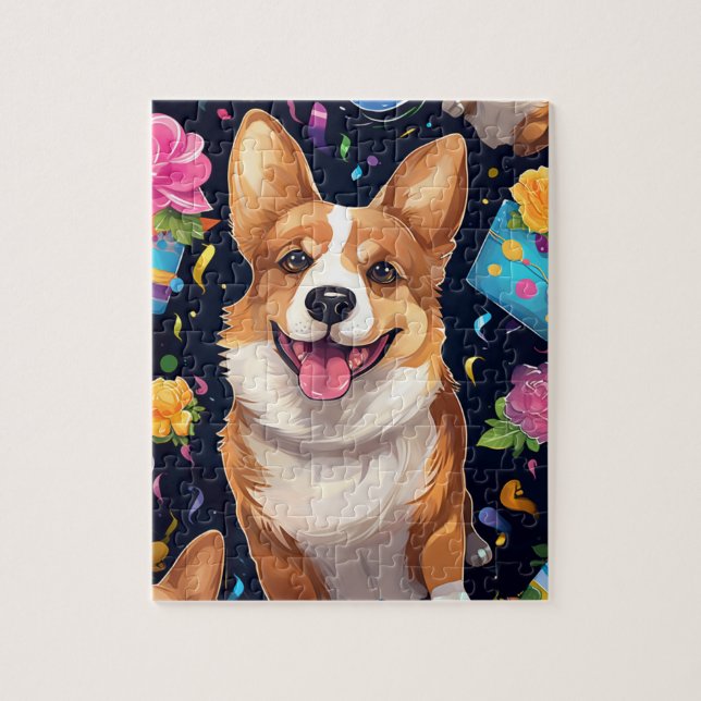 Niedlich Happy Birthday Corgi Dog Puzzle (Vertikal)