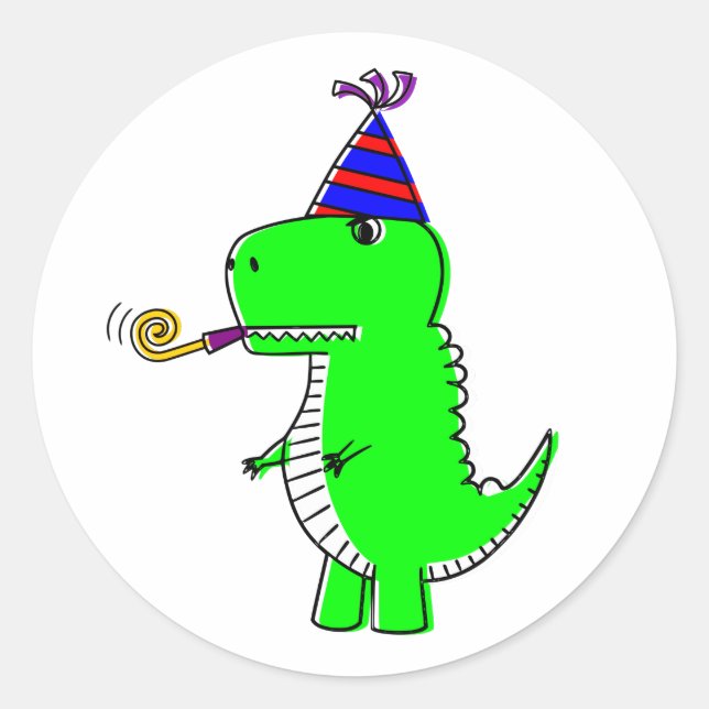 Niedlich Happy Birthday Dinosaur Runder Aufkleber (Vorderseite)