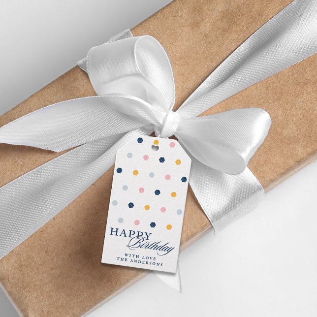 Niedlich Happy Birthday Farbenfroh Personalisiert Geschenkanhänger (Von Creator hochgeladen)