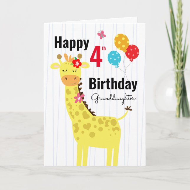 Niedlich Happy Birthday Giraffe Grandtochter Karte (Vorderseite)