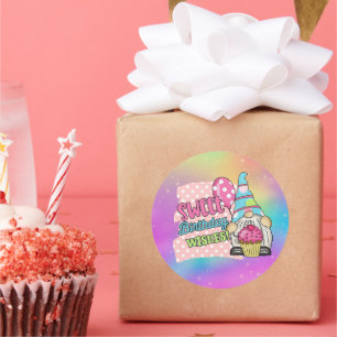 niedlich Happy Birthday gnome Runder Aufkleber