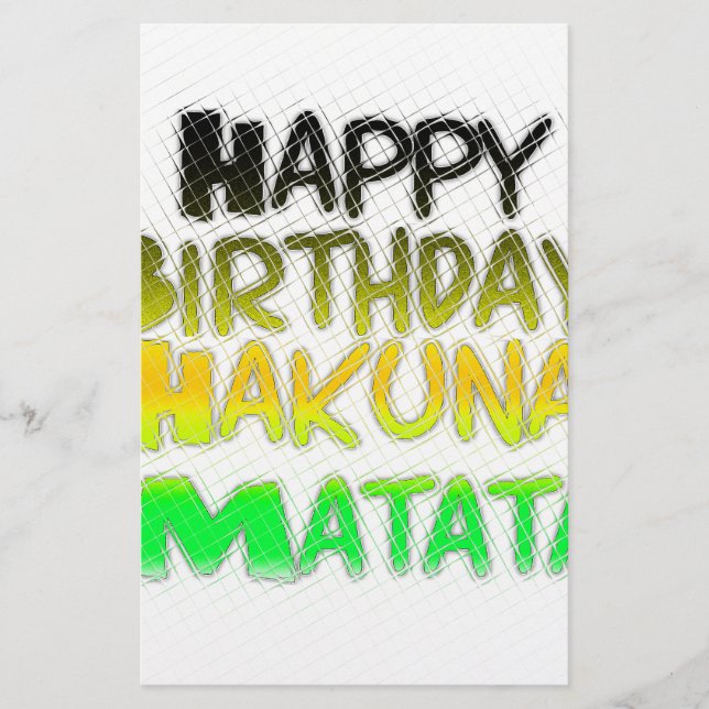 Niedlich Happy Birthday Hakunamatata Inspiration K Briefpapier (Vorderseite)