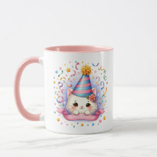 Niedlich Happy Birthday hinzufügen Name Cat Tasse