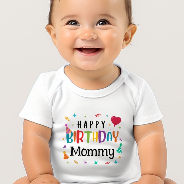 Niedlich Happy Birthday Mommy Baby Strampler (Happy Birthday Mommy Baby Bodysuits - Adorable Designs for Mom's Big Day!)