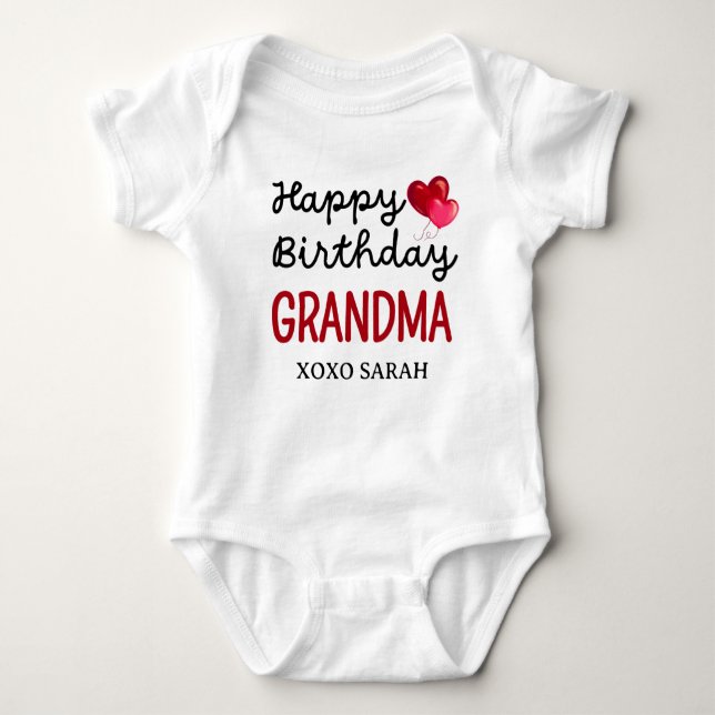 Niedlich Happy Birthday Oma Baby Strampler (Vorderseite)