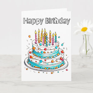 Niedlich Happy Birthday Party Cake Karte