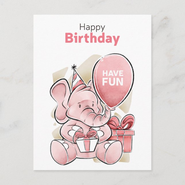Niedlich Happy Birthday Postcard Postkarte (Vorderseite)