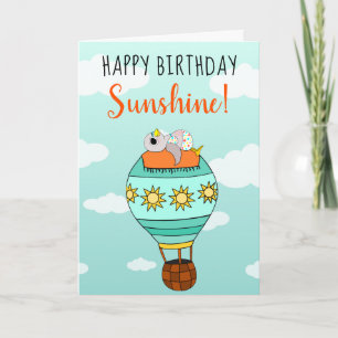 Niedlich Happy Birthday Sunshine Bird Illustration Karte