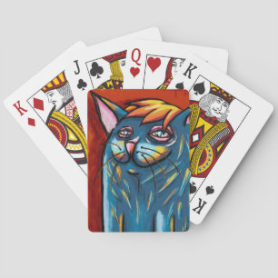 Niedlich Happy Blue Cat Digital Oil Pastel Spielkarten