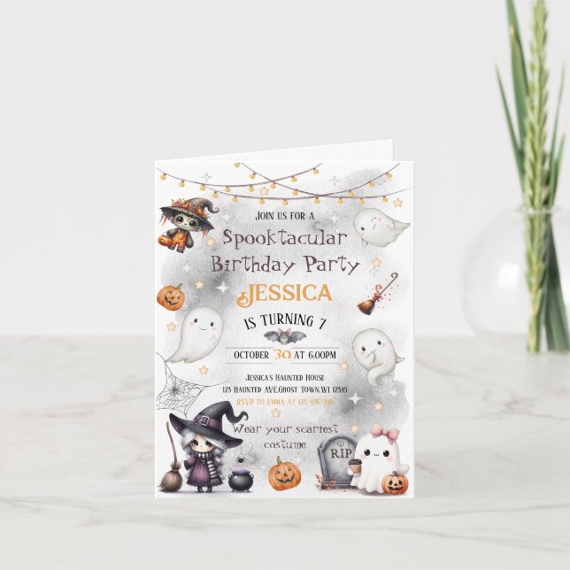 Niedlich Happy Boo Ghost Halloween Einladung (Vorderseite)