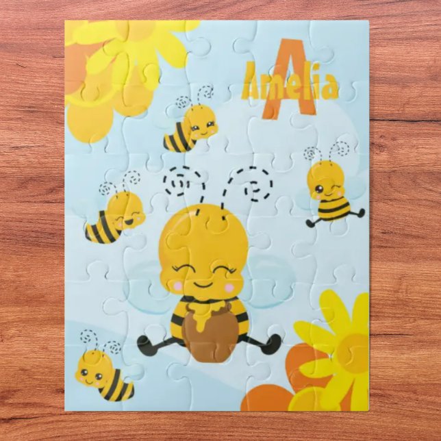 Niedlich Happy Bumble Bee mit Blume Kleines Kind Puzzle (Von Creator hochgeladen)