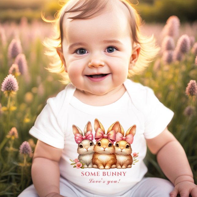 Niedlich Happy Bunny Girls Frühjahr Baby Strampler (Cute Happy Bunny Girls Easter Spring Baby Bodysuit)