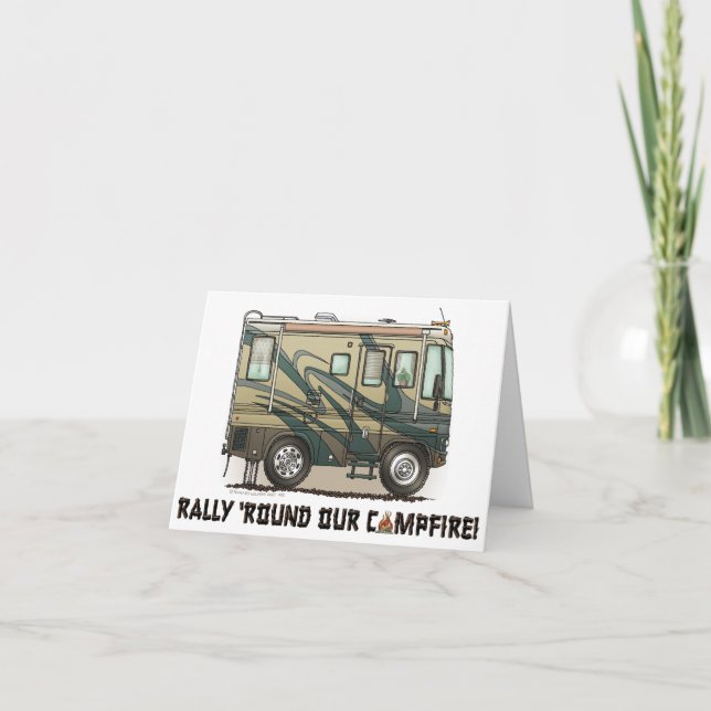 Niedlich Happy Camper Big RV Coach Motorhome Einladung (Vorderseite)