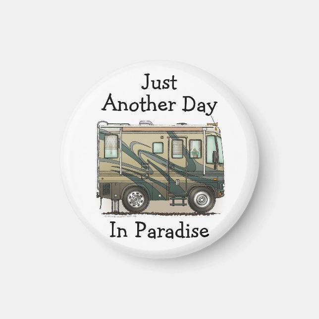 Niedlich Happy Camper Big RV Coach Motorhome Magnet (Vorne)