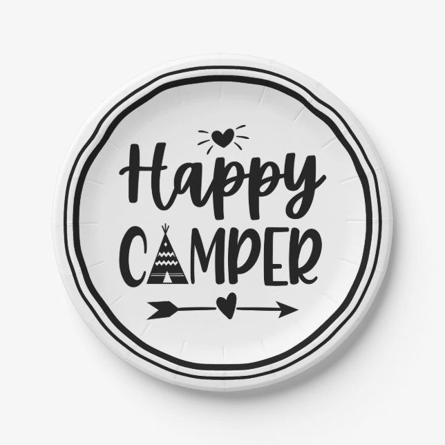 Niedlich Happy Camper Boho Tribal Camping Party Pappteller (Vorderseite)