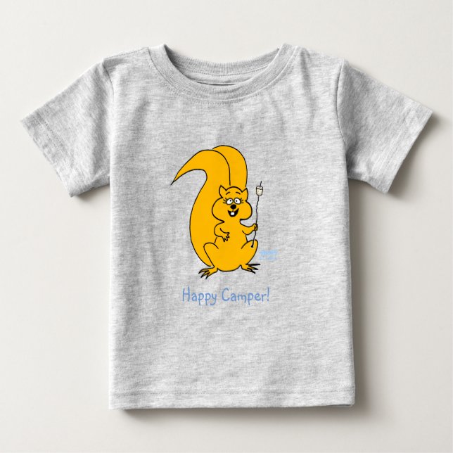 Niedlich Happy Camper Squirrel Summer Baby T - Shi T-shirt (Vorderseite)