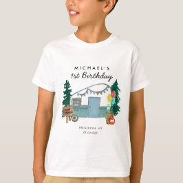 Niedlich Happy Camper Van Trees Camping 1. Geburts T-Shirt