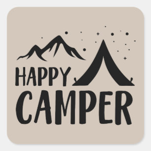 Niedlich Happy Camper Wortart Square Sticker