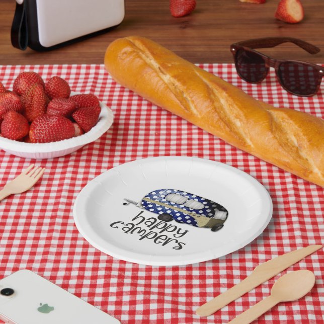 niedlich Happy Campers Word Art Party Pappteller (Picknick)