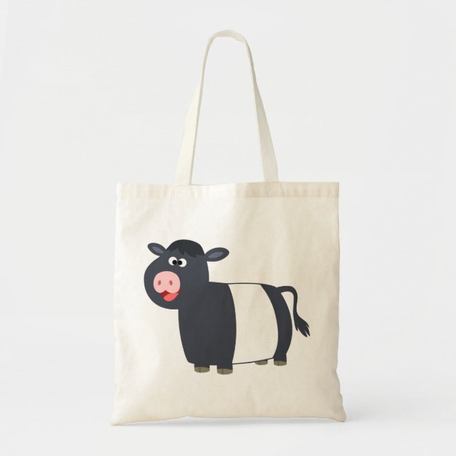 Niedlich Happy Cartoon Belted Galloway Kuh Bag Tragetasche (Vorne)