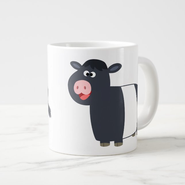 Niedlich Happy Cartoon Belted Galloway Kuh Jumbo T Jumbo-Tasse (Vorderseite Rechts)
