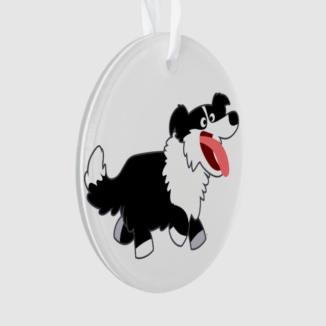 Niedlich Happy Cartoon Border Collie Akryllische O Ornament (Vorderseite)